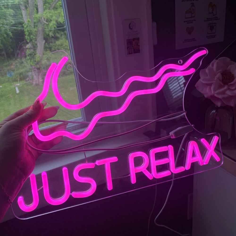 Pink Neon “Just Relax” Sign
